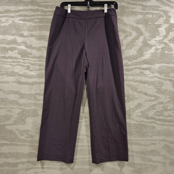 Peace Of Cloth SZ 8 Eggplant Flat Front Wide Leg Side Zip Cropped Urban Pants - Picture 2 of 13